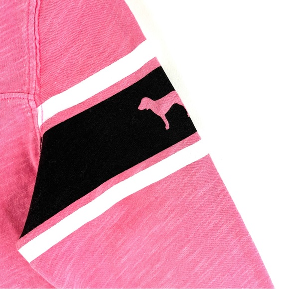 PINK Victoria’s Secret Varsity Stripe Logo Long Sleeve V-Neck Tee - Picture 6 of 7
